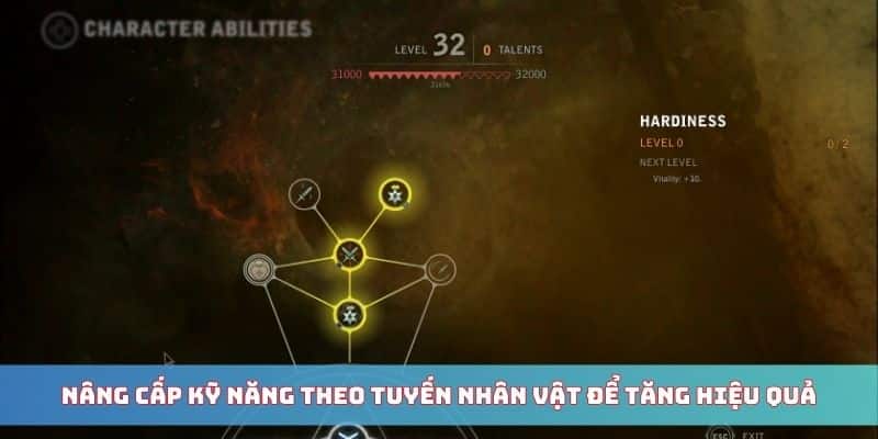 Nâng cấp kỹ năng theo tuyến nhân vật để tăng hiệu quả